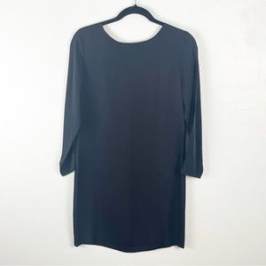 THEORY 100% Silk Black Grainne Split Sleeve Back Button Shift Dress, Size 2